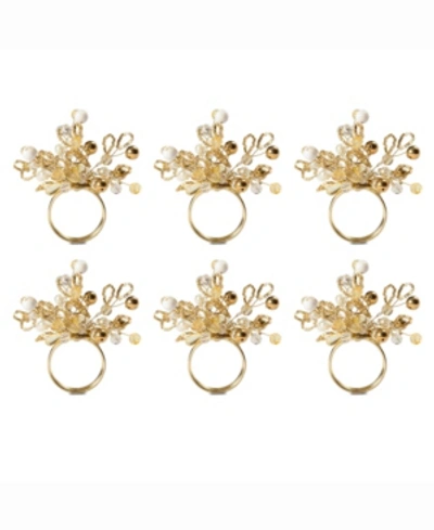 Design Imports Multi Bead Napkin Ring, Set Of 6 In Gold