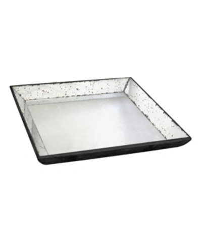 Ab Home Waverly Mirrored Square Tray, Medium In Gray