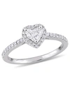 Macy's Certified Diamond (3/4 Ct. T.w.) Heart And Round-shape Engagement Ring In 14k White Gold In White Gold