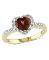 MACY'S GARNET AND DIAMOND HALO HEART RING