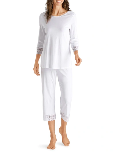 Hanro 2-piece Button-front Long Pajama Set In White