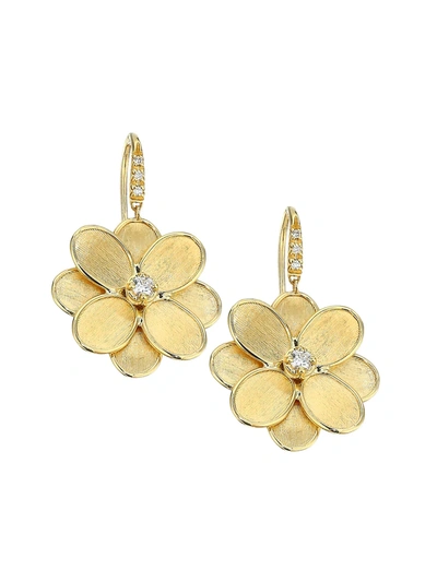 Marco Bicego 18k Yellow Gold Petali Diamond Flower Drop Earrings