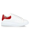Alexander Mcqueen Exaggerated-sole Croc-effect Trimmed Leather Sneakers In White/red