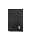 King Baby Studio Small Leather Goods Skull Leather Open Card Holder In Silver Black