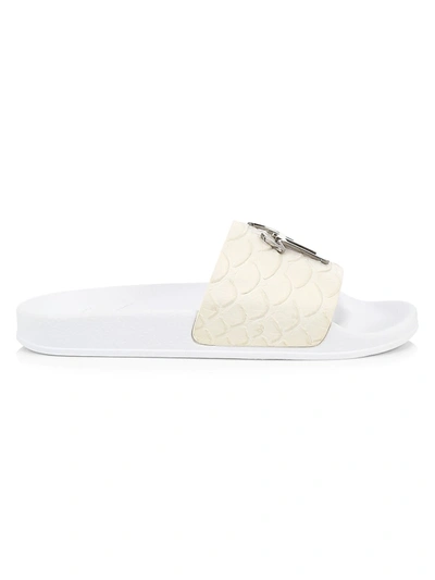 Giuseppe Zanotti Men's Koi Alligator-embossed Leather Slides In White