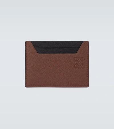 Loewe Grained Leather Cardholder In Brown