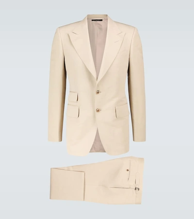 Tom Ford Shelton Cotton And Silk-blend Suit In Beige