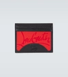 Christian Louboutin Kios Sneaker Sole Leather & Tpu Card Case In Black