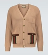GUCCI KNITTED WOOL-BLEND CARDIGAN WITH WEB,P00534125