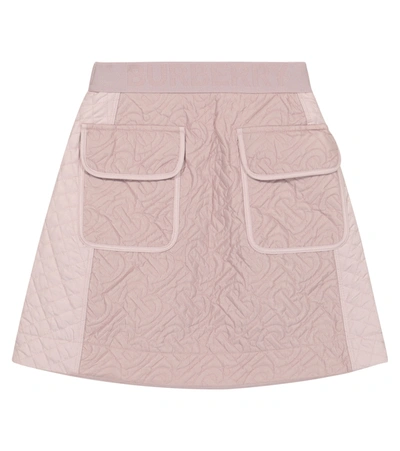 Burberry Kids' Quilted Logo Skirt In Grey