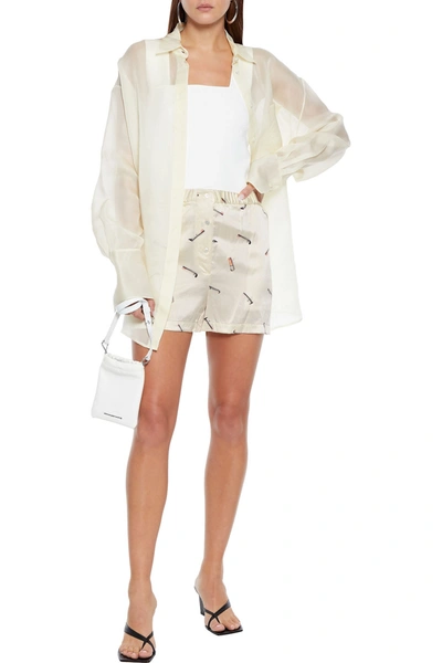 Alexander Wang Printed Silk-satin Shorts In Cream