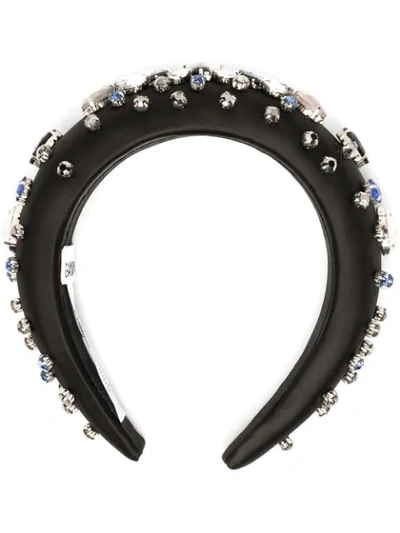 Ganni Gem-embellished Headband In Black