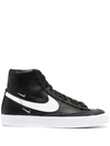 Nike Blazer Mid '77 Sneakers With Metallic Mini Swoosh In Black In Black