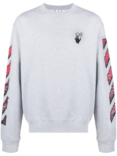 Off-white Marker Arrows Cotton Sweatshirt In Grey