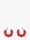 Bottega Veneta Silver-tone And Leather Hoop Earrings In Red