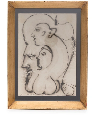 Fornasetti Framed Graphic Illustration In Brown