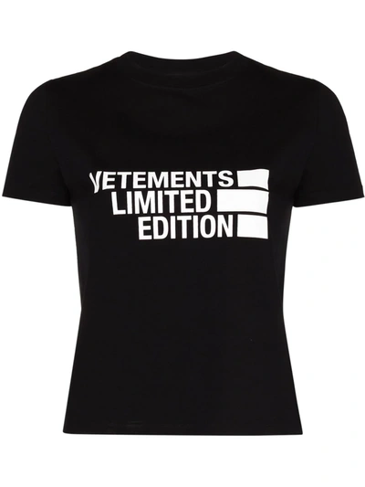 Vetements Logo Stretch Cotton-jersey T-shirt In Black