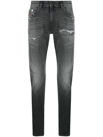 Diesel D-strukt Mid-rise Slim-fit Jeans In Black
