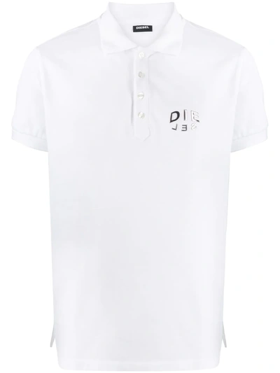 Diesel 3d Logo Polo Shirt In White