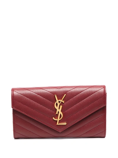 Saint Laurent Monogram Large Quilted Leather Continental Wallet In Red/gold