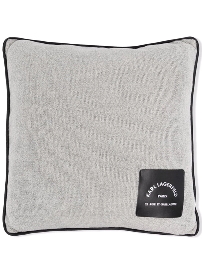 Karl Lagerfeld Logo Patch Cushion (45cm) In Grey