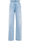 Miu Miu Light Blue Jeans With Ruffled Waist In Blue