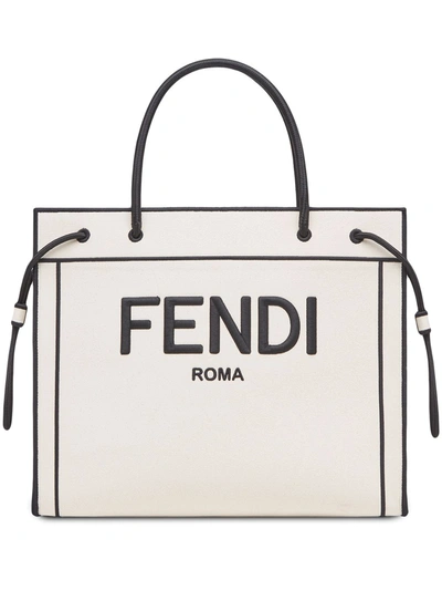 Fendi Large  Roma Shopper Bag In Neutrals