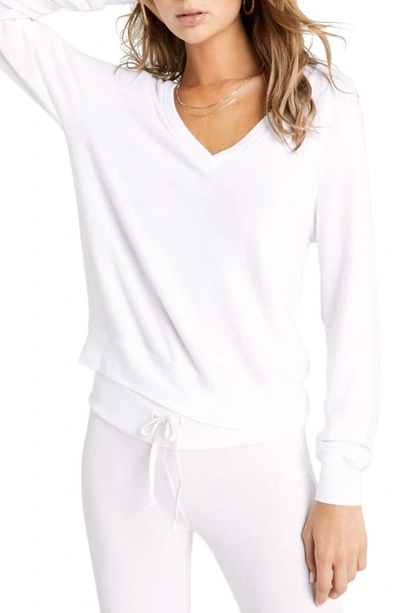 Wildfox Deep V-neck Baggy Beach Jumper Pullover In Clean White