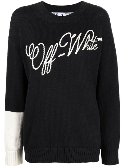 Off-white Embroidered-logo Jumper In Black