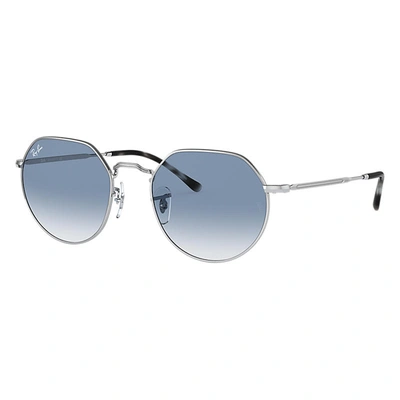Ray Ban Jack Sunglasses Silver Frame Blue Lenses 53-20