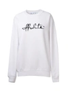 Off-white Script 21 Sweatshirt In White Cotton In White