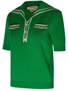 Gucci Sailor-collar Knitted Wool Polo Shirt In Green