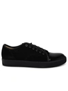 Lanvin Suede And Leather Cap-toe Sneakers In Black