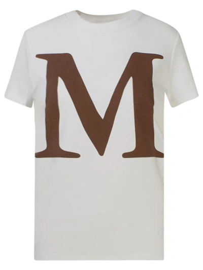 Max Mara M Logo Print Cotton Jersey T-shirt In White