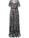 MARCHESA NOTTE SEQUIN DRAPED SLEEVES GOWN