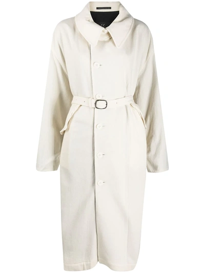 Y's Oversized Reversible Trench Coat In White