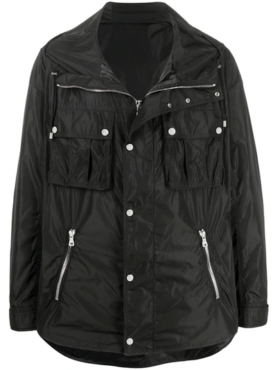 Balmain Hooded Logo Windbreaker Jacket In Black