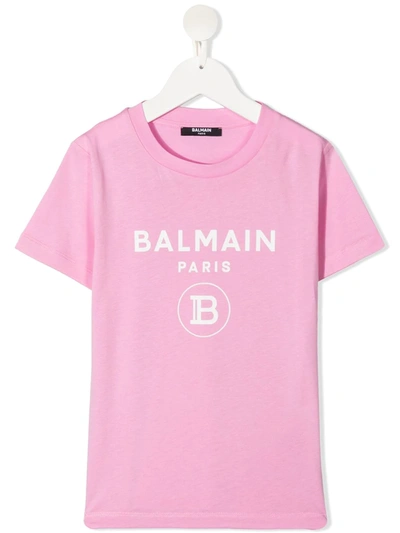 Balmain Kids' Logo Coin Print T-shirt In Pink