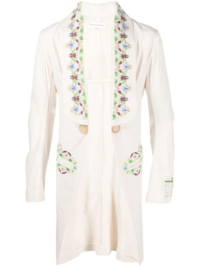 Pre-owned Walter Van Beirendonck Revolution Embroidered Coat In Neutrals