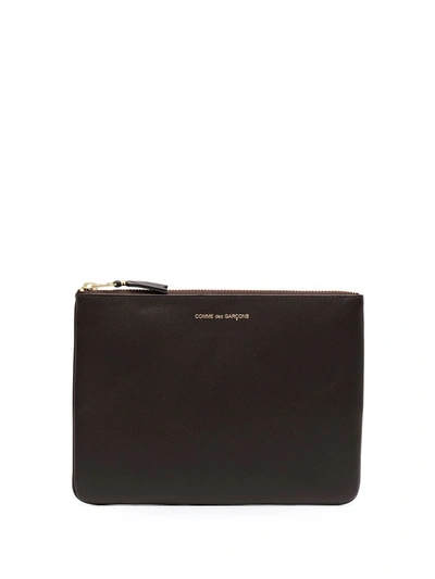 Comme Des Garçons Leather Zip Pouch In Black