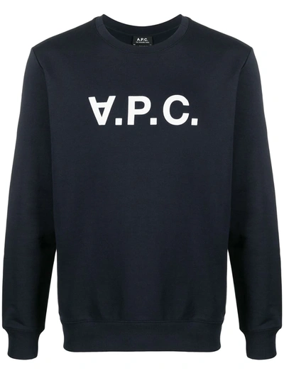 Apc Logo Print Sweatshirt In Blue