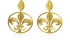 STEFANO PATRIARCHI DESIGNER EARRINGS ETCHED GOLDEN SILVER DROP GIGLIO EARRINGS