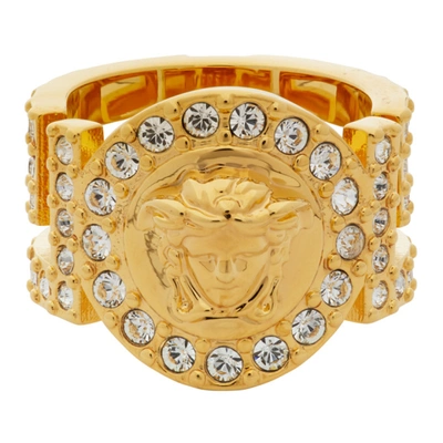 Versace Icon Medusa Swarovski Crystal Ring In Gold