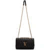 VERSACE BLACK QUILTED VIRTUS BAGUETTE BAG