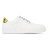 Versace Ilus Printed Leather Sneakers In Dbn9 White