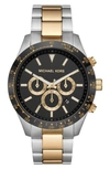 Michael Kors Layton Chronograph Bracelet Watch, 45mm In Silver Two Tone/ Black/ Gold