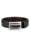 Montblanc Rectangular Cut-out Buckle Reversible Leather Belt In Black / Brown