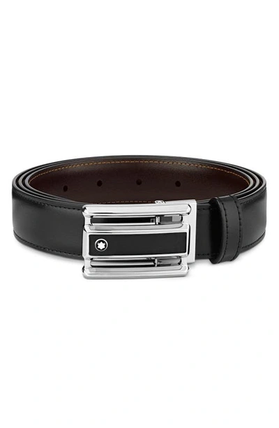 Montblanc Rectangular Cut-out Buckle Reversible Leather Belt In Multi