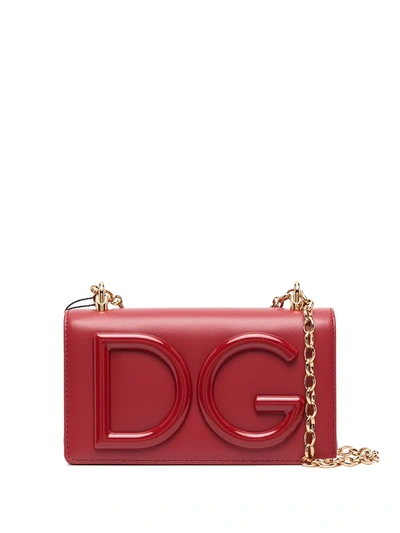 Dolce & Gabbana Dg Girls Crossbody Bag In Leather With Logo In Red