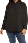Nydj Ruffle Neck Blouse In Black